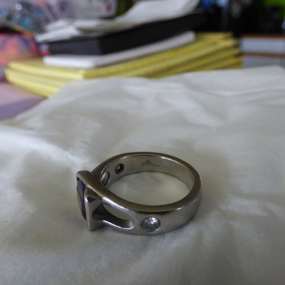 OOAK ARTISAN PLATINUM ALEXANDRITE MOISSANITE OPEN SHOULDER MEN PINKY RING 7.5 - Picture 4 of 14